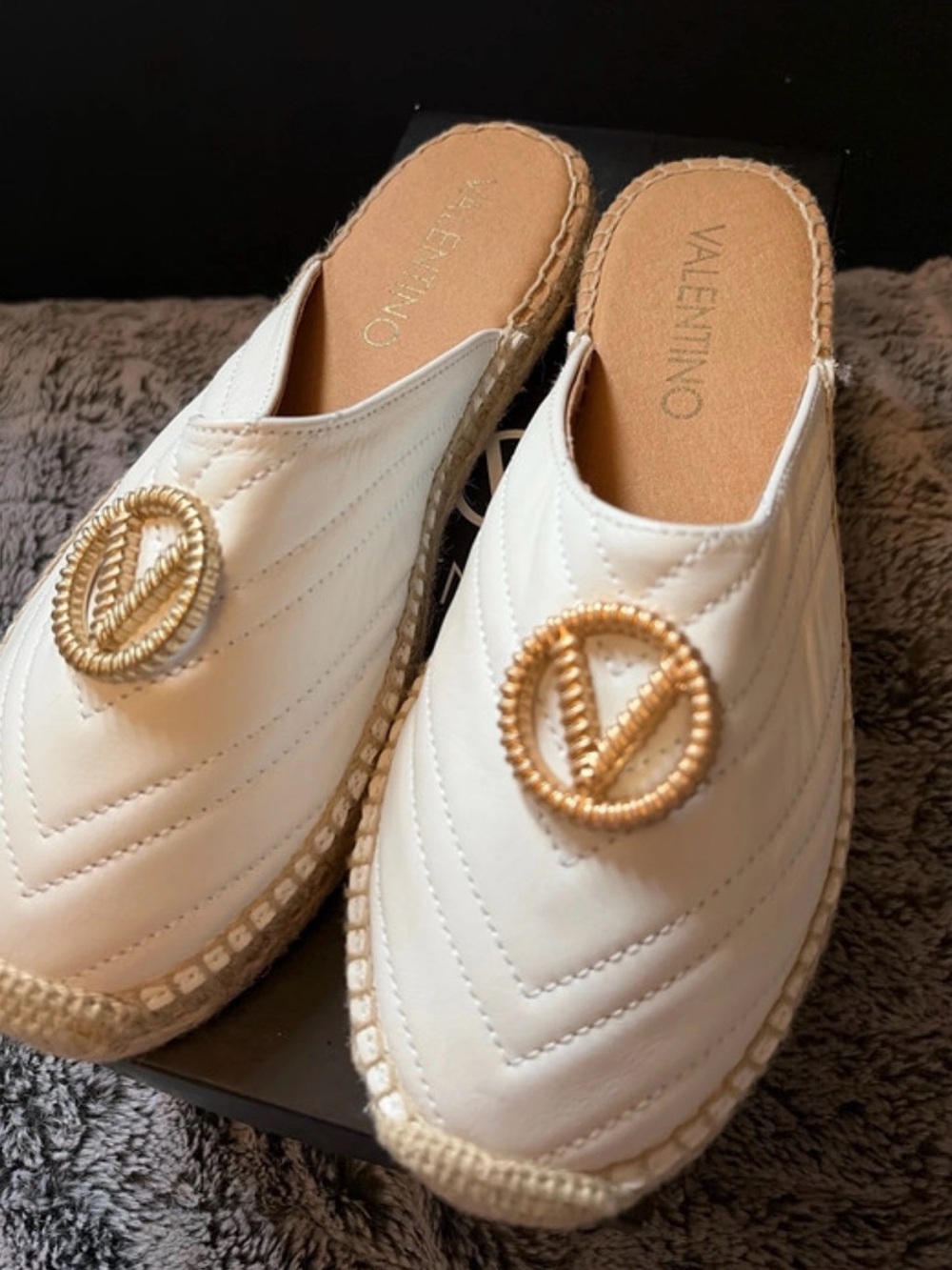 Valentino Clara White Leather Espadrille Mules EU 38 / US 8